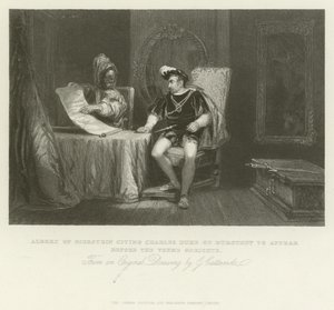 Albert of Geierstein, joka vetoaa Burgundin herttuan Kaarle Vehme Gerichten eteen.
